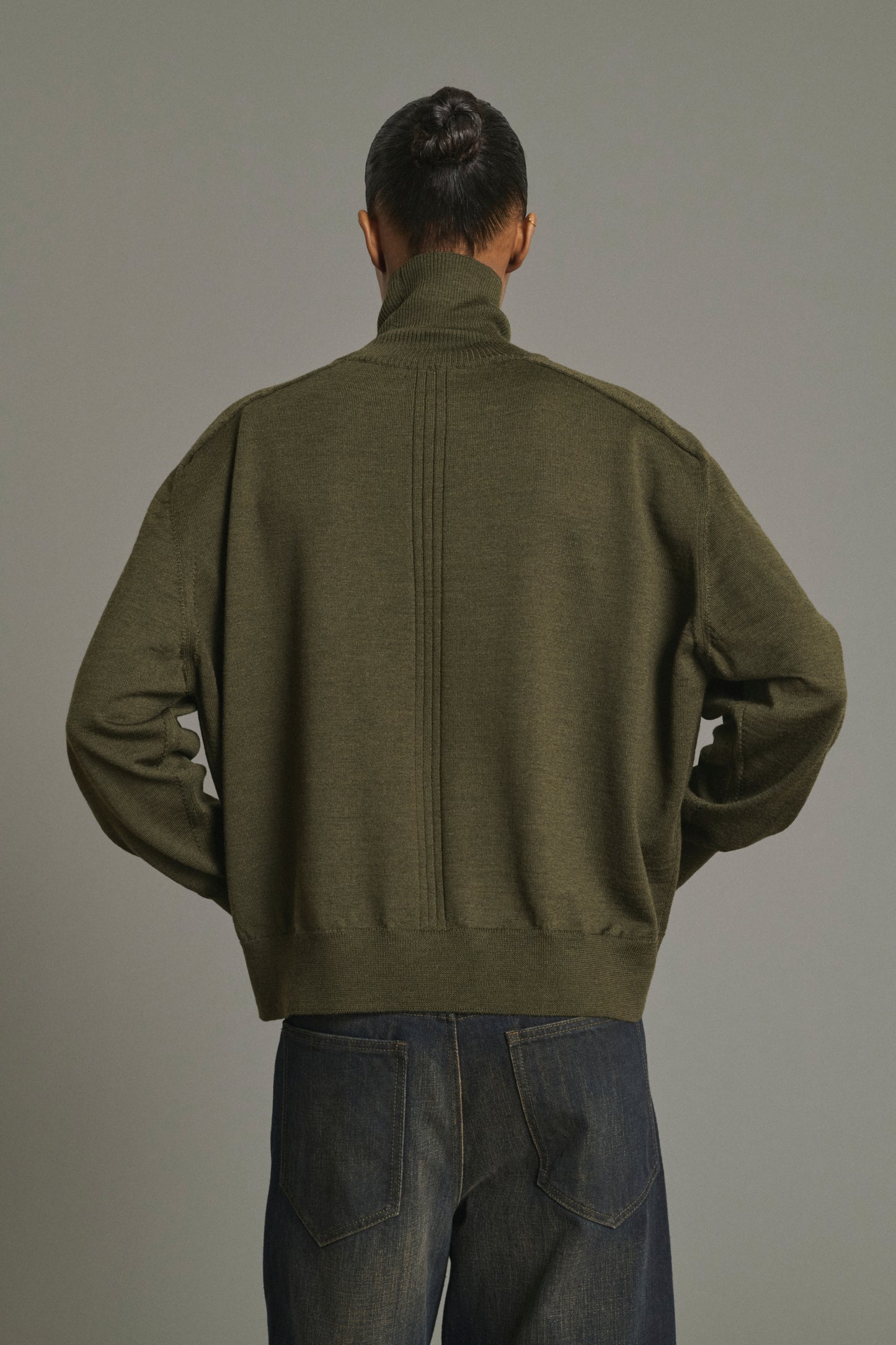 Pull Nord - Kaki Foncé - Laine Mérinos - Femme