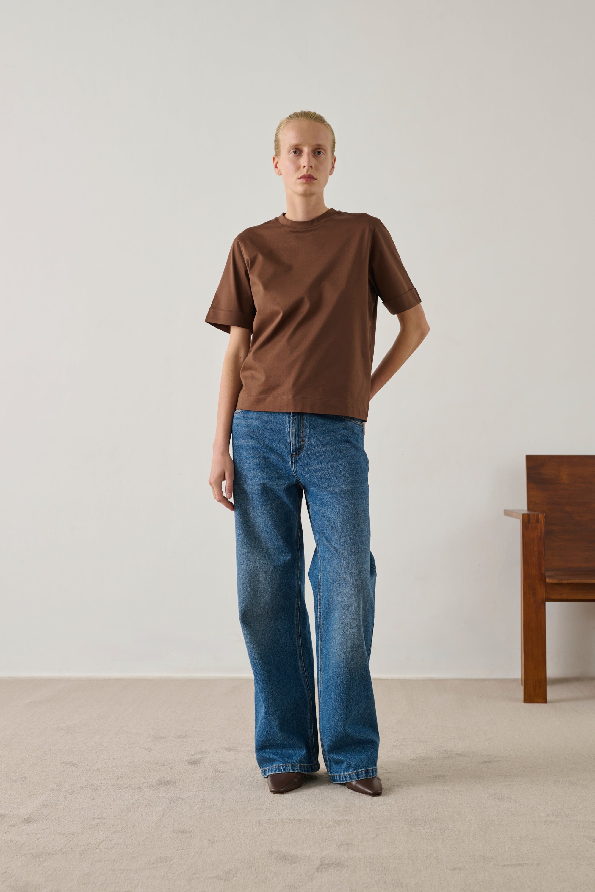 Ama T-Shirt - Mahogany Mercerised Cotton Women's - Soeur
