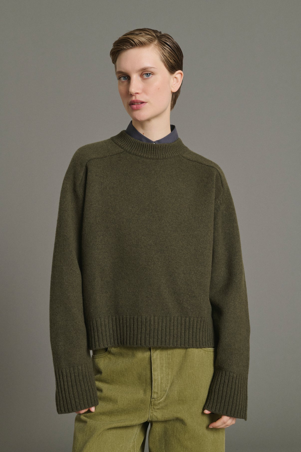 Pull Will - Kaki Chiné - Laine Mérinos - Femme vue 3