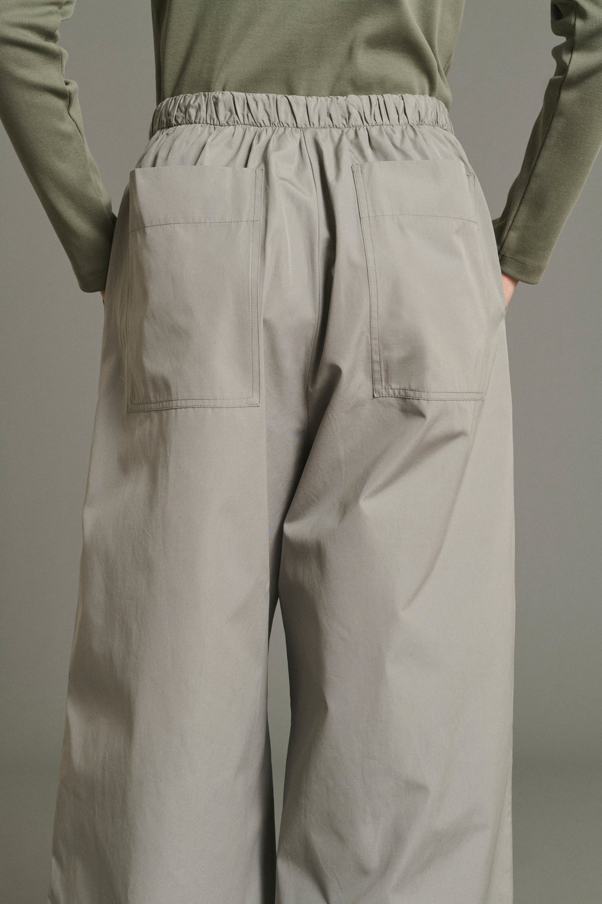 Hugues wide-leg trousers in grey poplin for women - Soeur