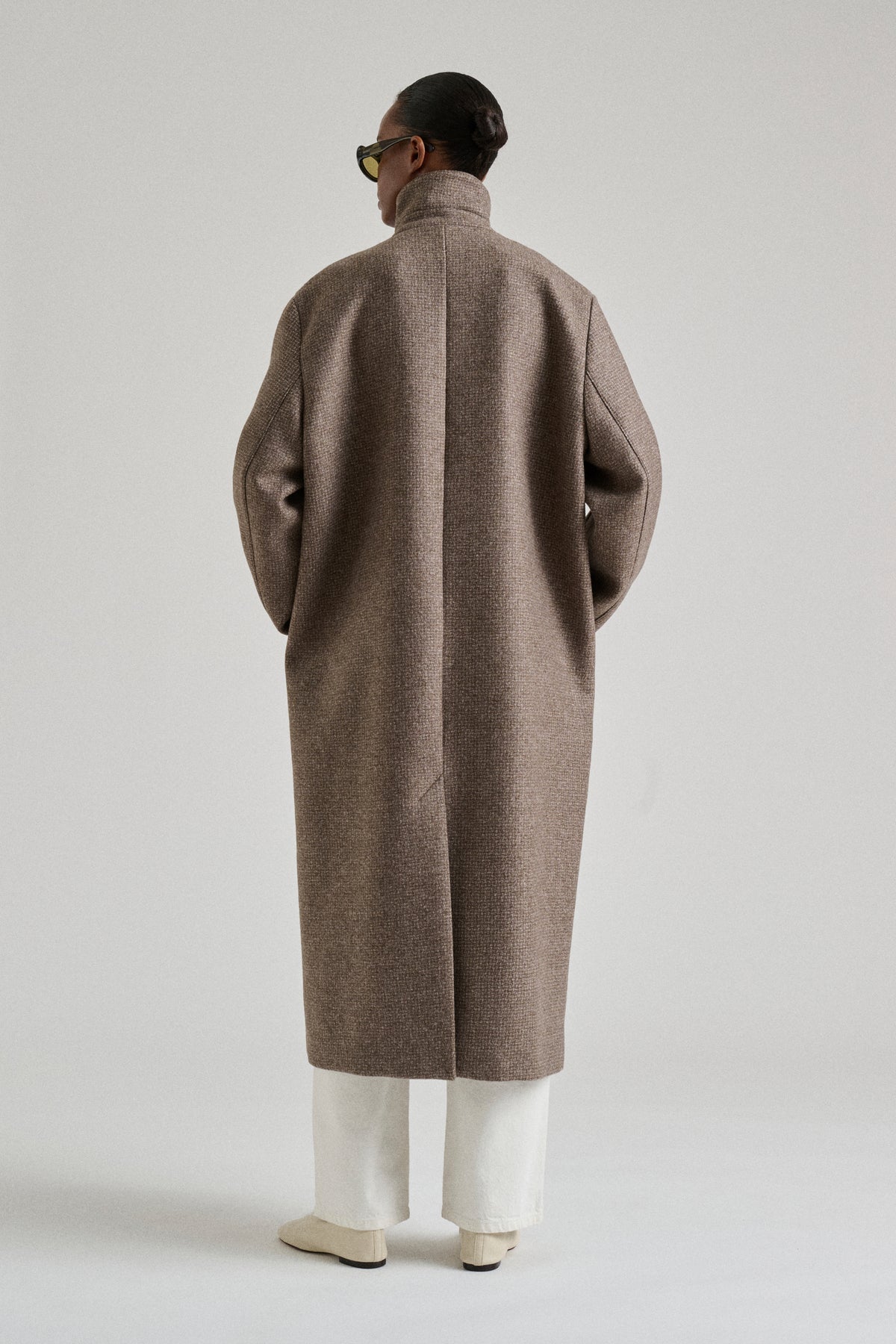 Abrigo Germain - lana de espiga color topo, corte oversize - Soeur vue 2