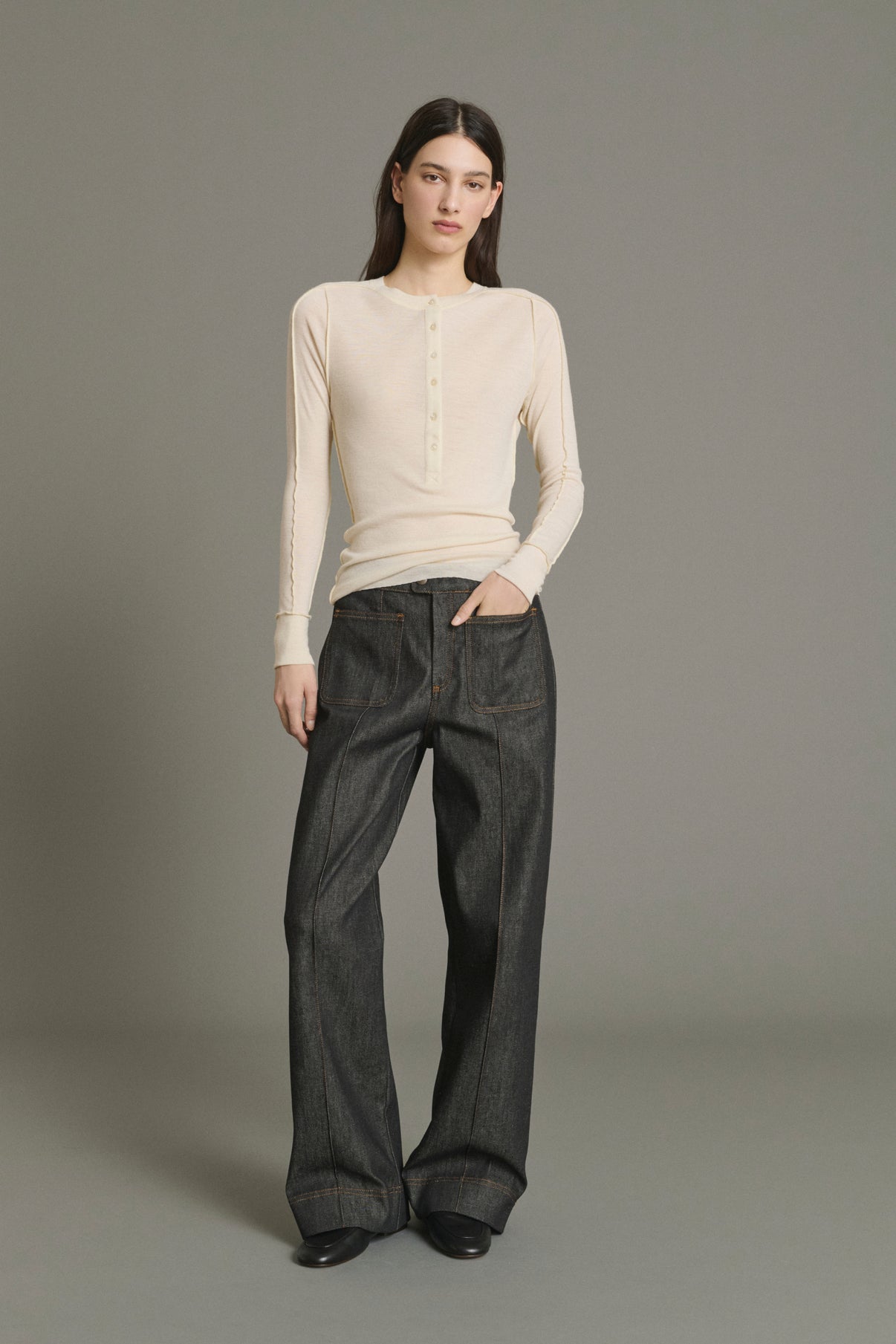 Vaqueros Harry - Denim brut negro acampanado Femme - Soeur vue 5