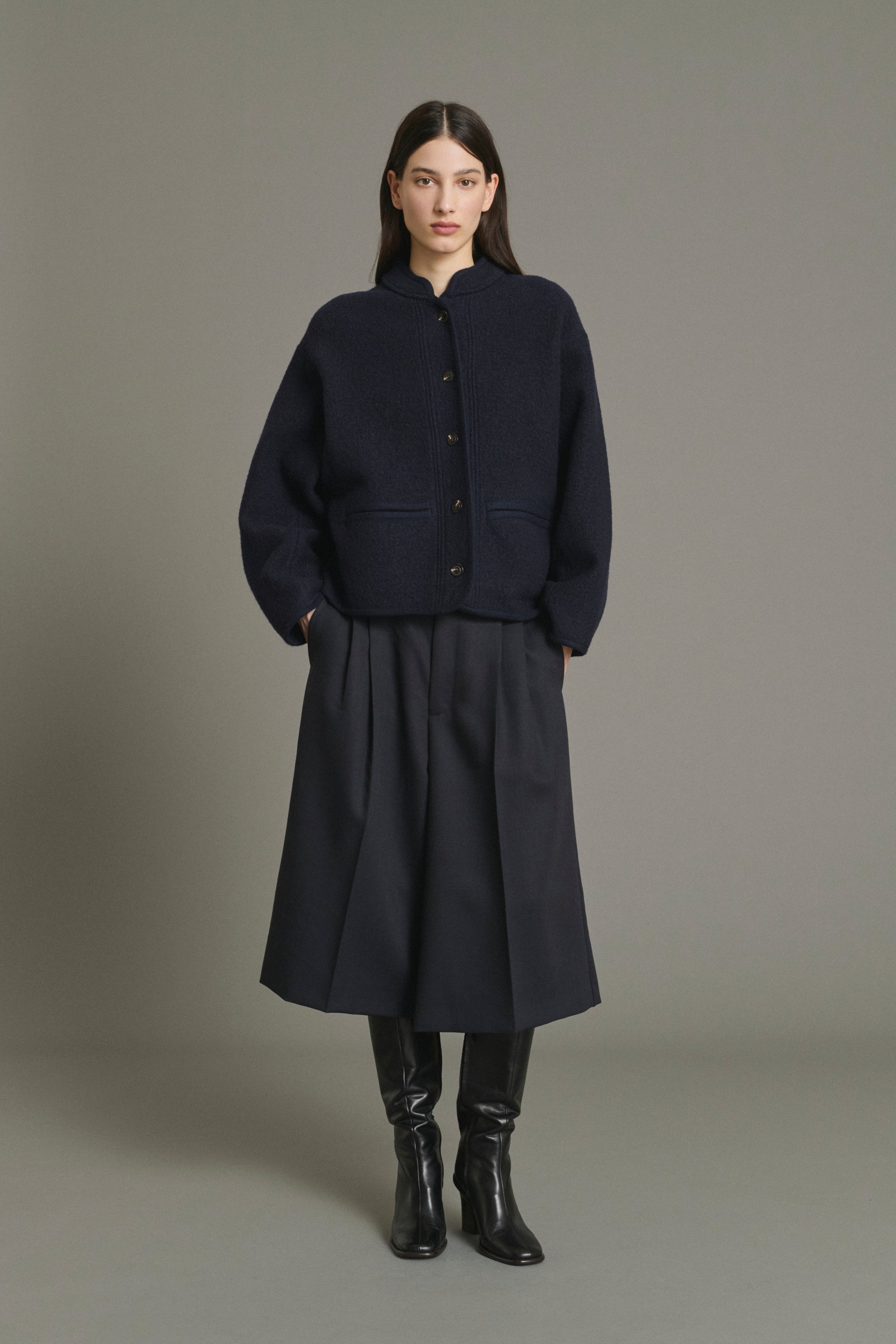 Jacket Olympe - Navy Thick Wool Women - Soeur