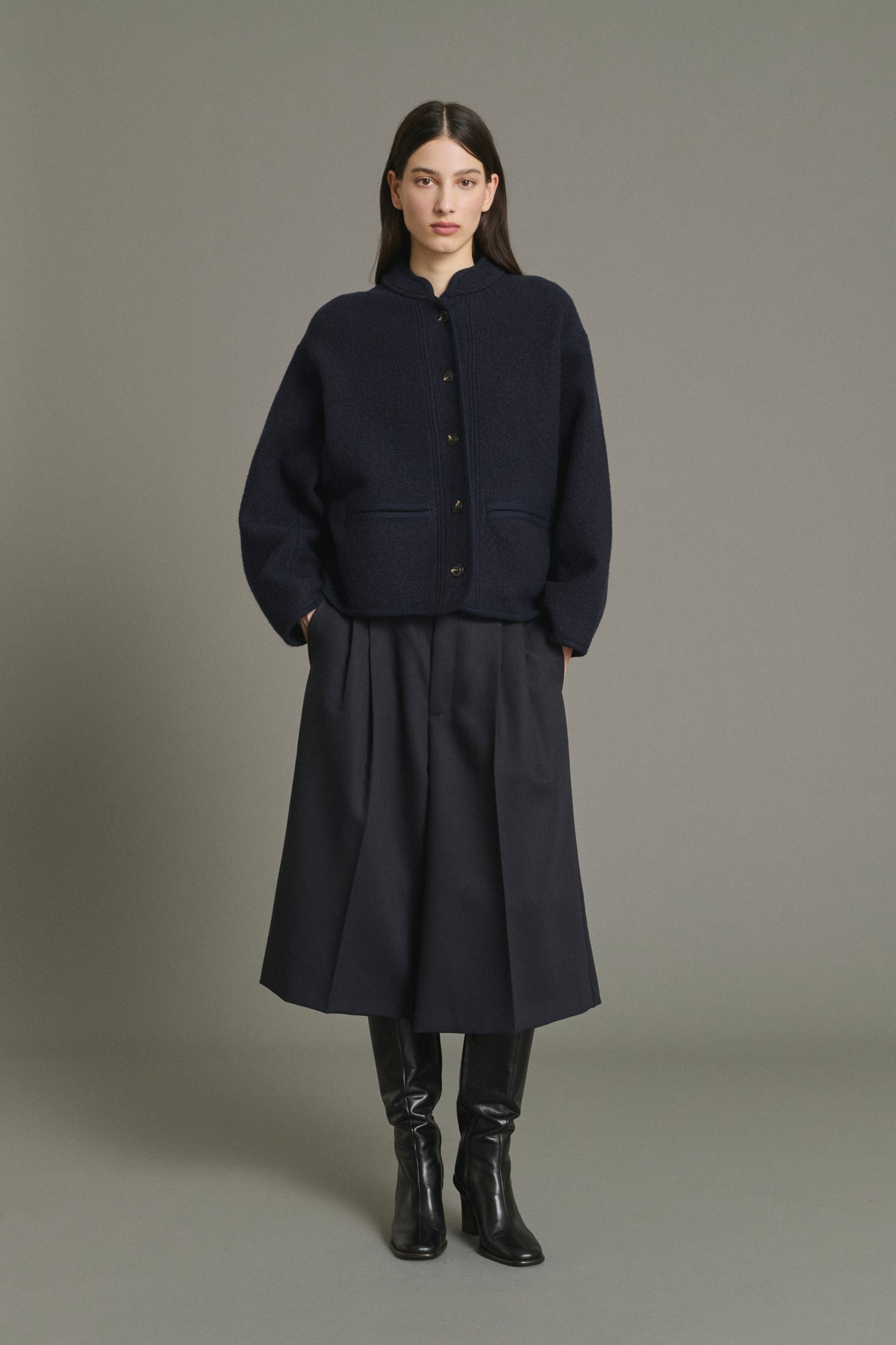 Olympe Jacket - Navy Thick Wool Women - Soeur