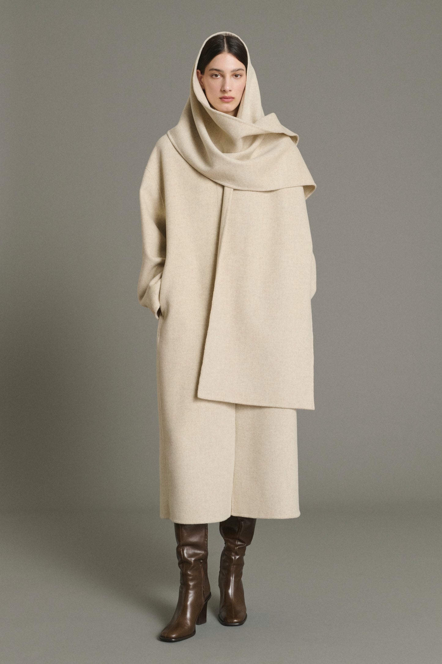 Manteau Finn - Écru/Gris - Laine - Femme