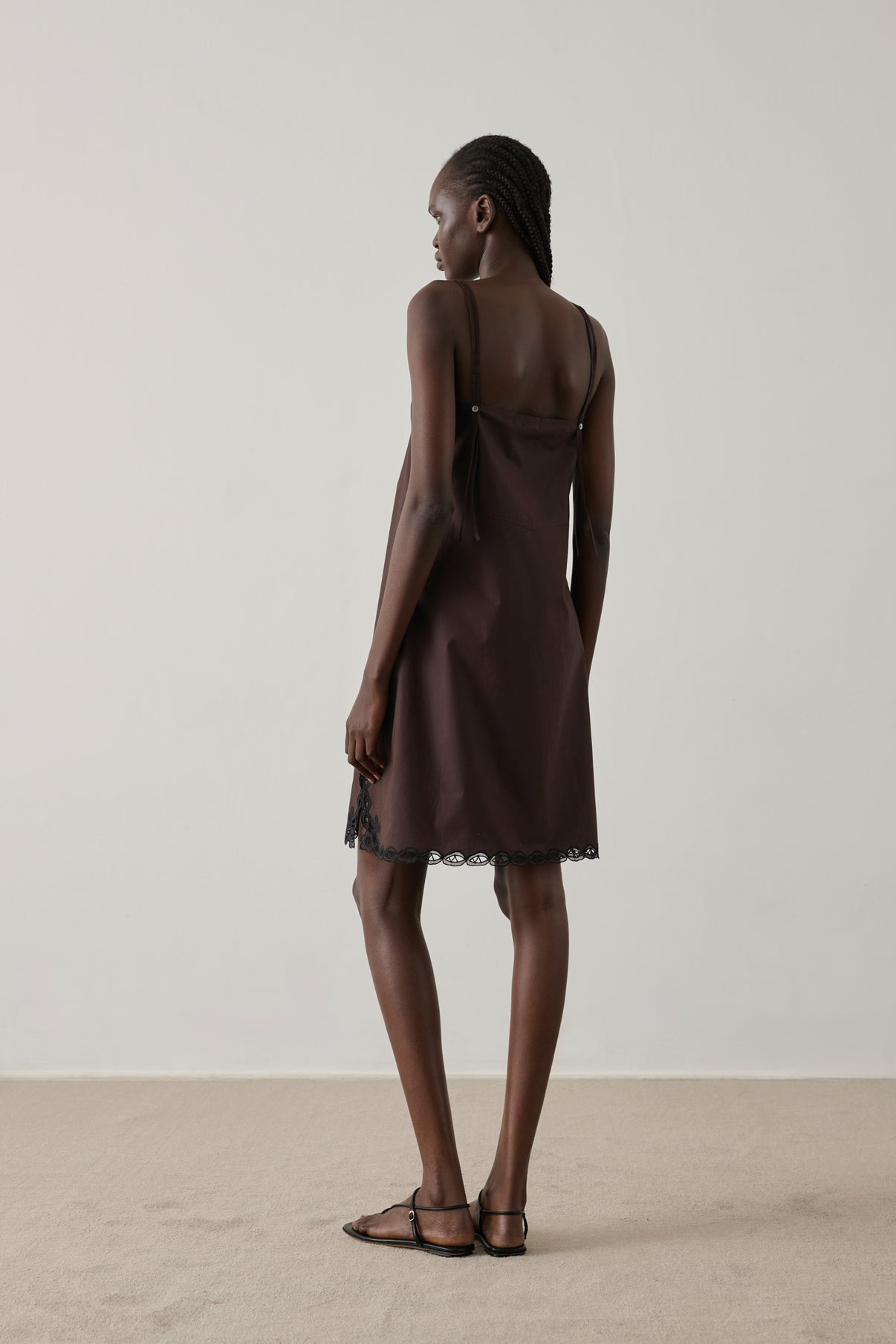 Dress Hillary - Dark Brown Fitted Poplin Women