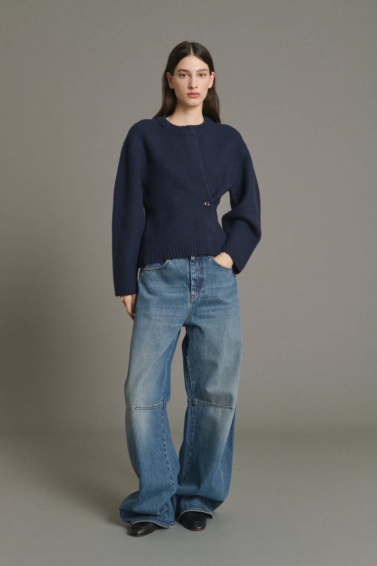 Cárdigan Galileo - Navy - Lana Merino - Mujer vue 2