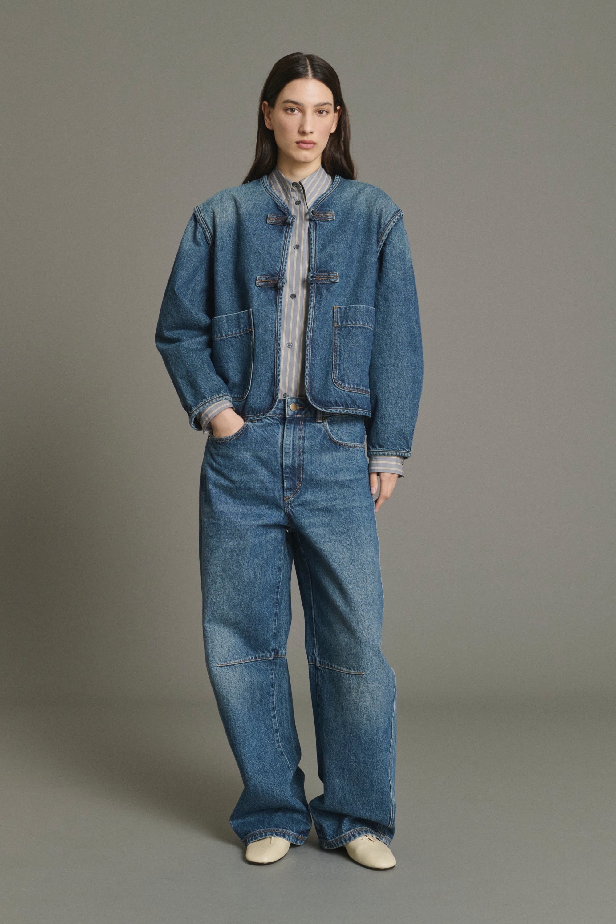 Agatha jacket - Blue denim Cotton Women's - Soeur