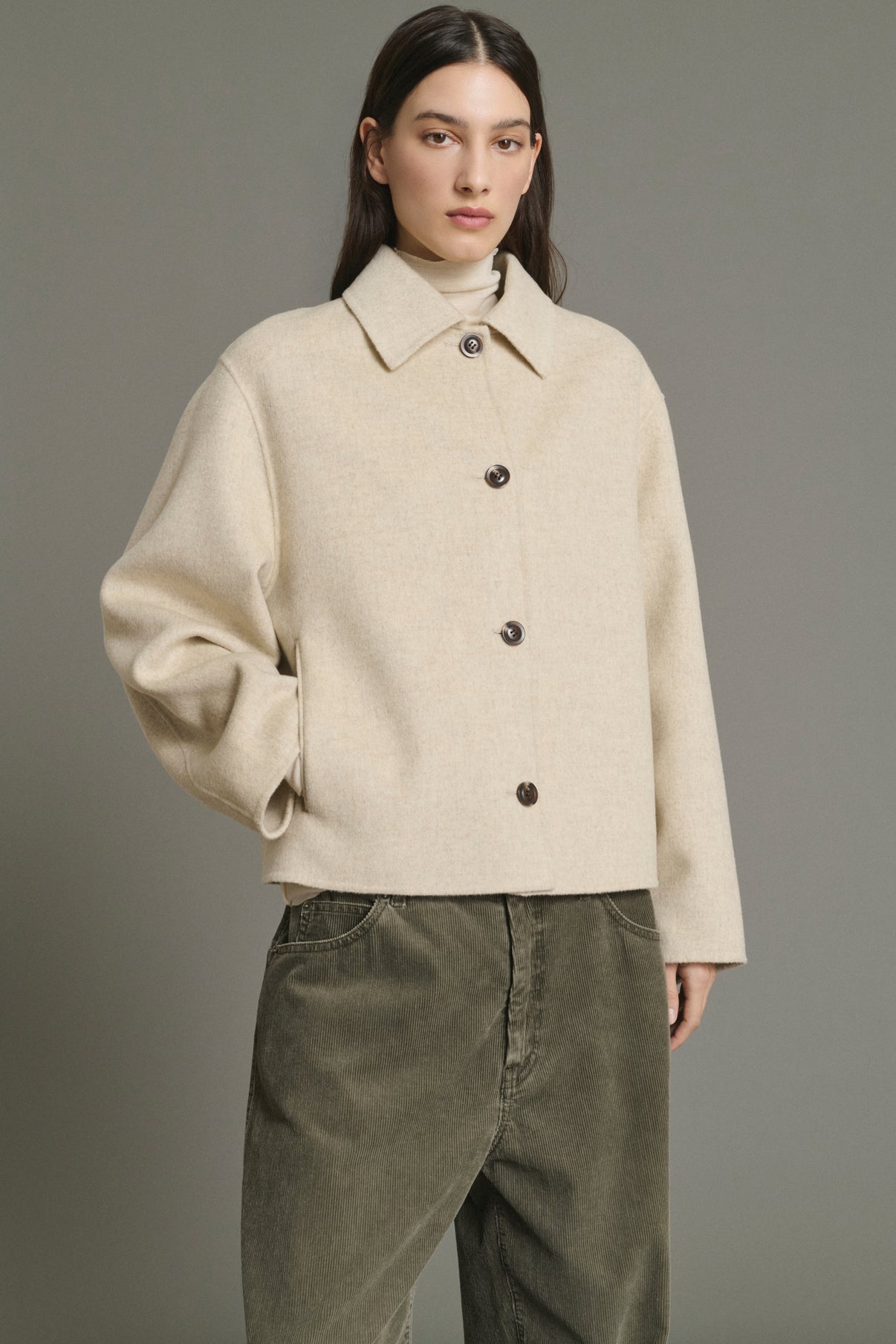Manteau Gyoda - Écru/Gris - Laine - Femme vue 3
