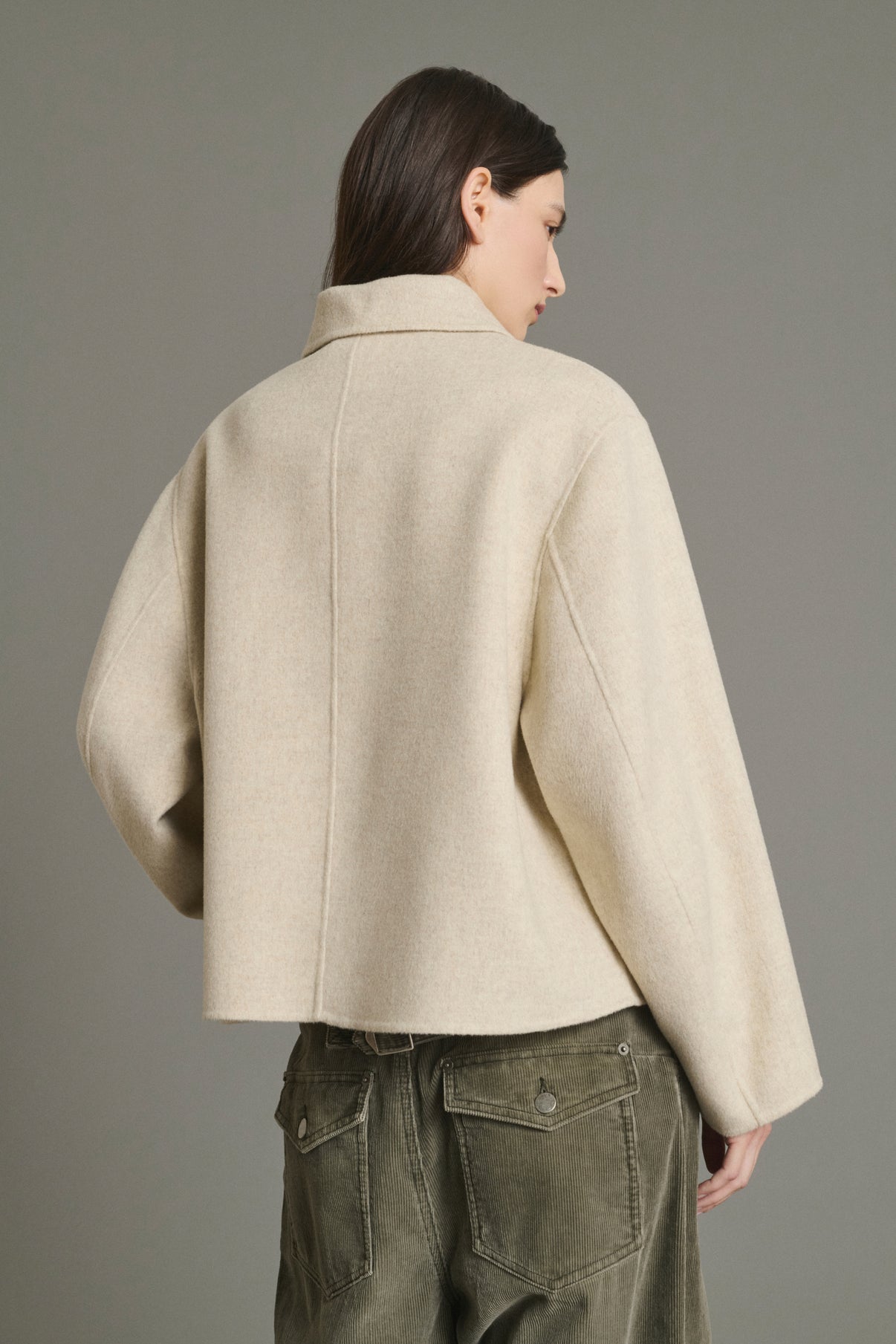 Manteau Gyoda - Écru/Gris - Laine - Femme vue 4