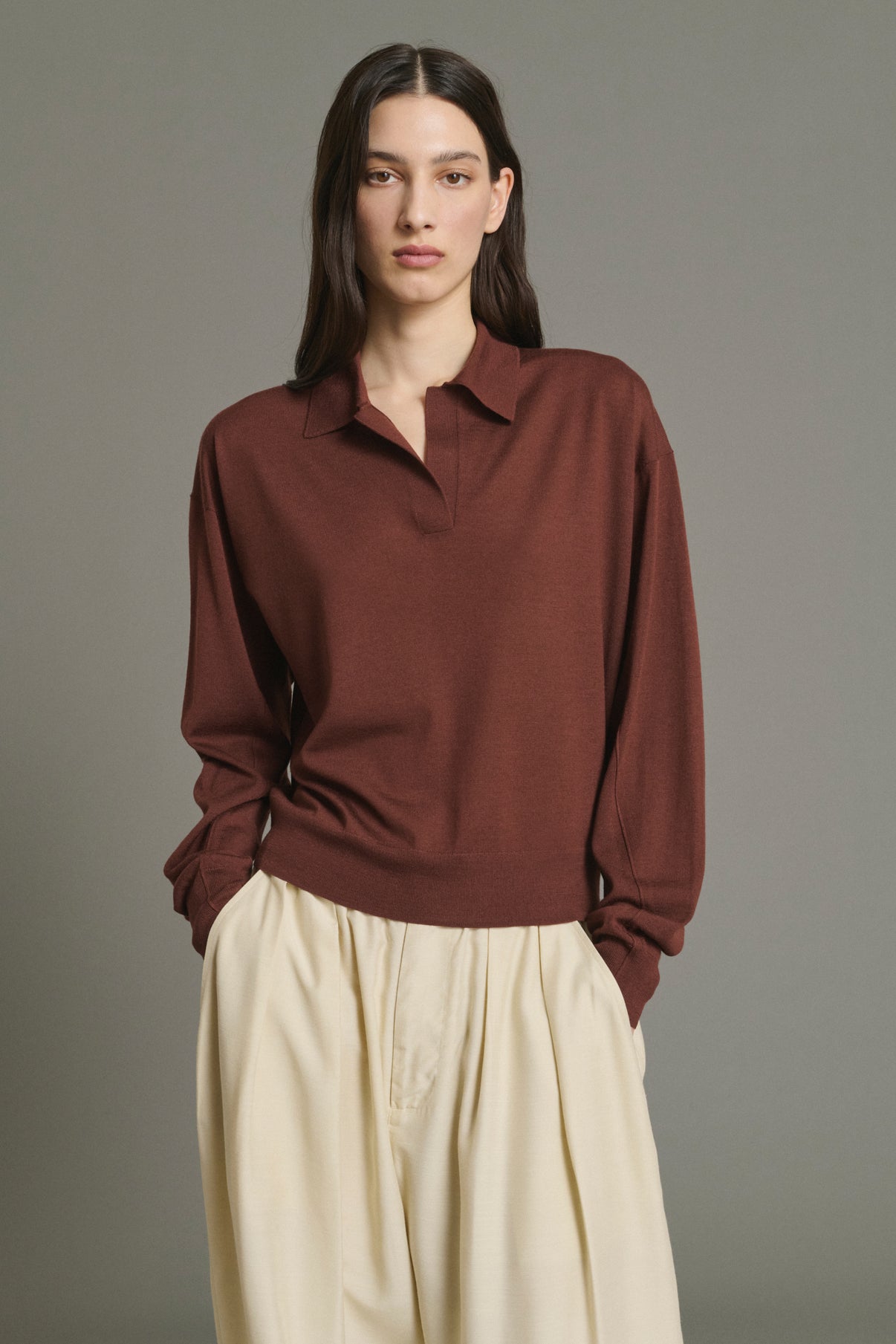 Fleming pullover - Mahogany - Merino Wool - Women vue 3