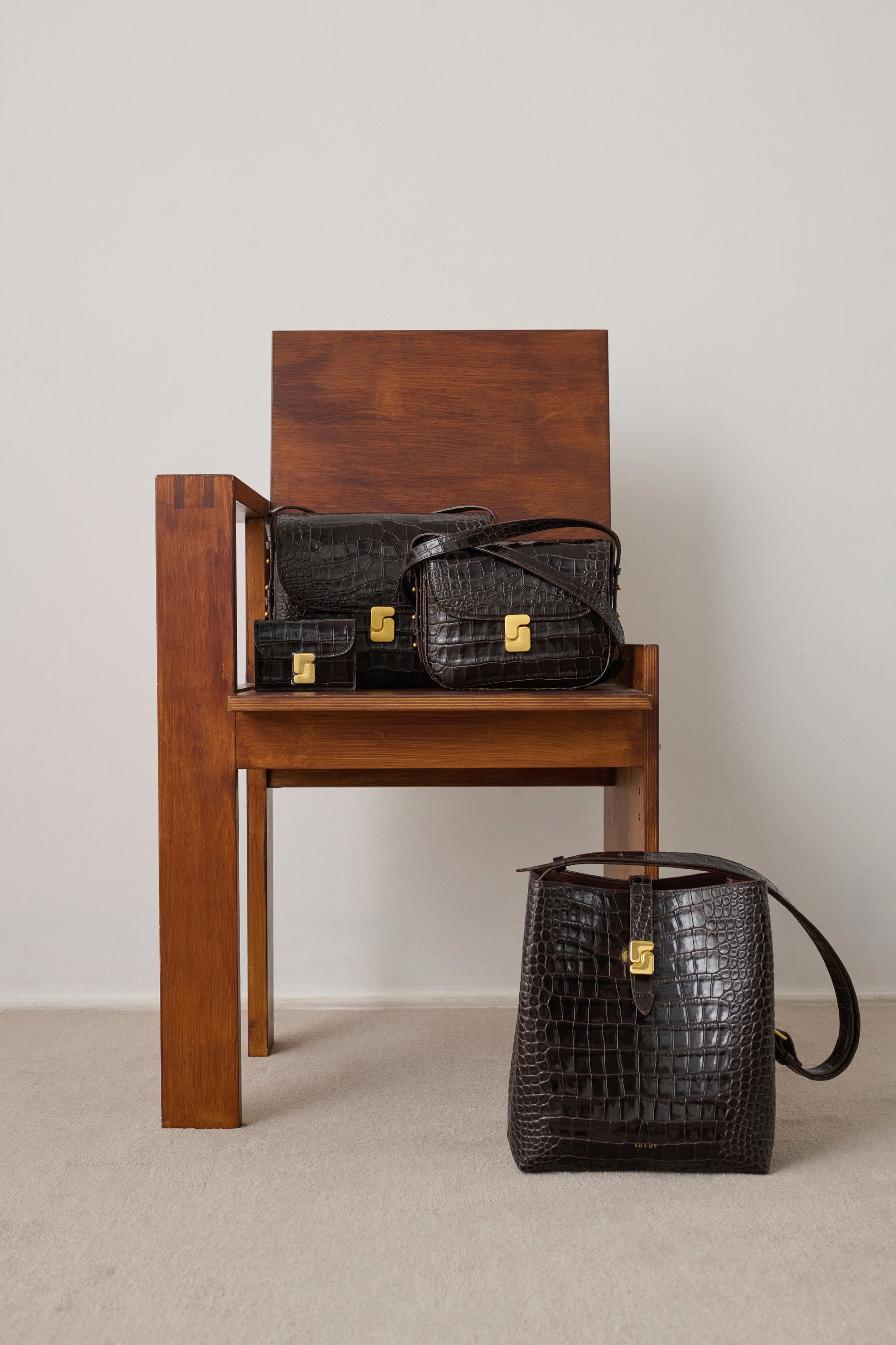 Bag Bello - Dark Brown Leather Bucket - Soeur