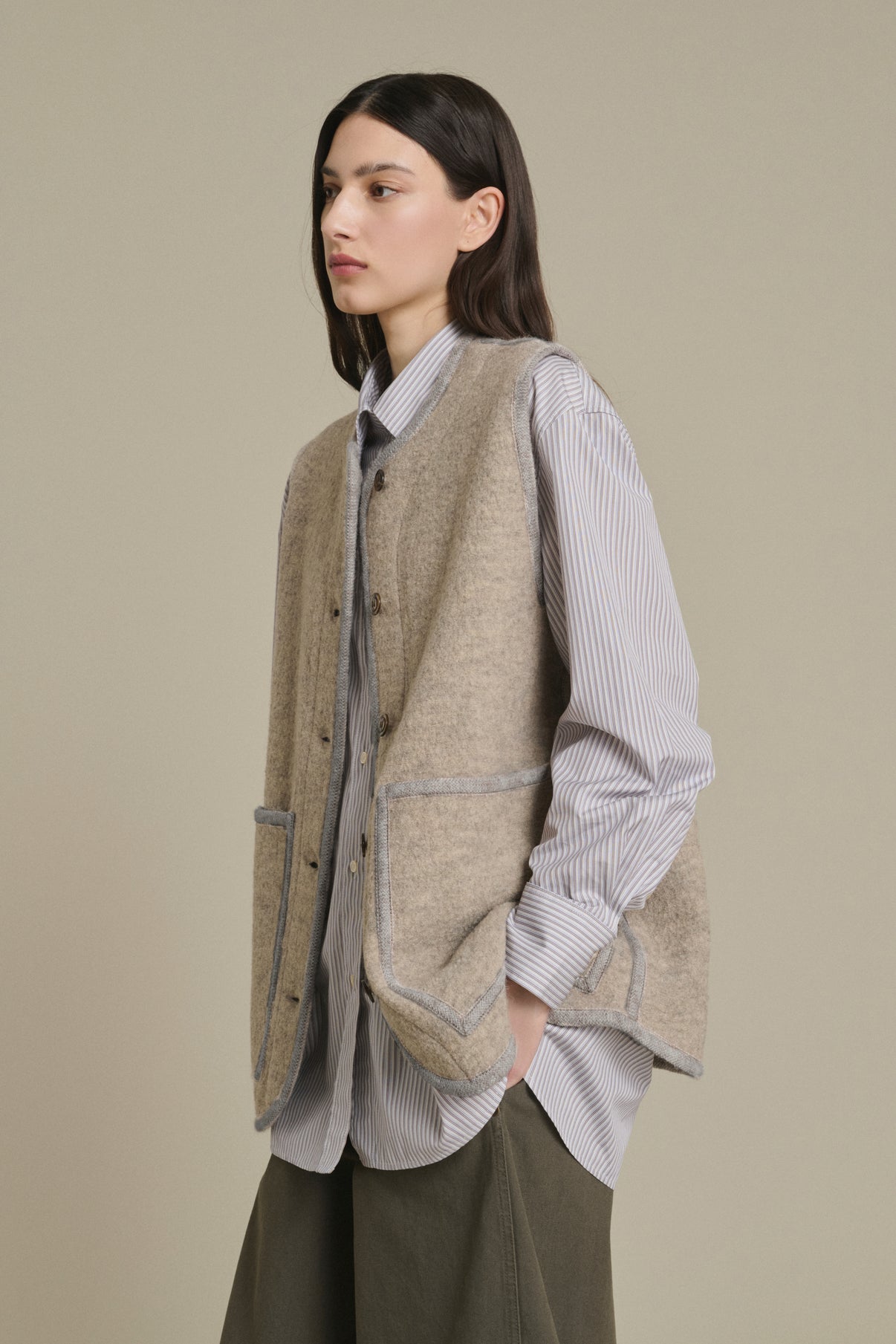 Chaqueta Chicago - Beige/Gris - Lana - Mujer vue 3