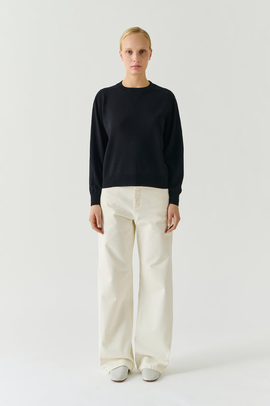 Pull Pio - Noir - Laine Mérinos - Femme