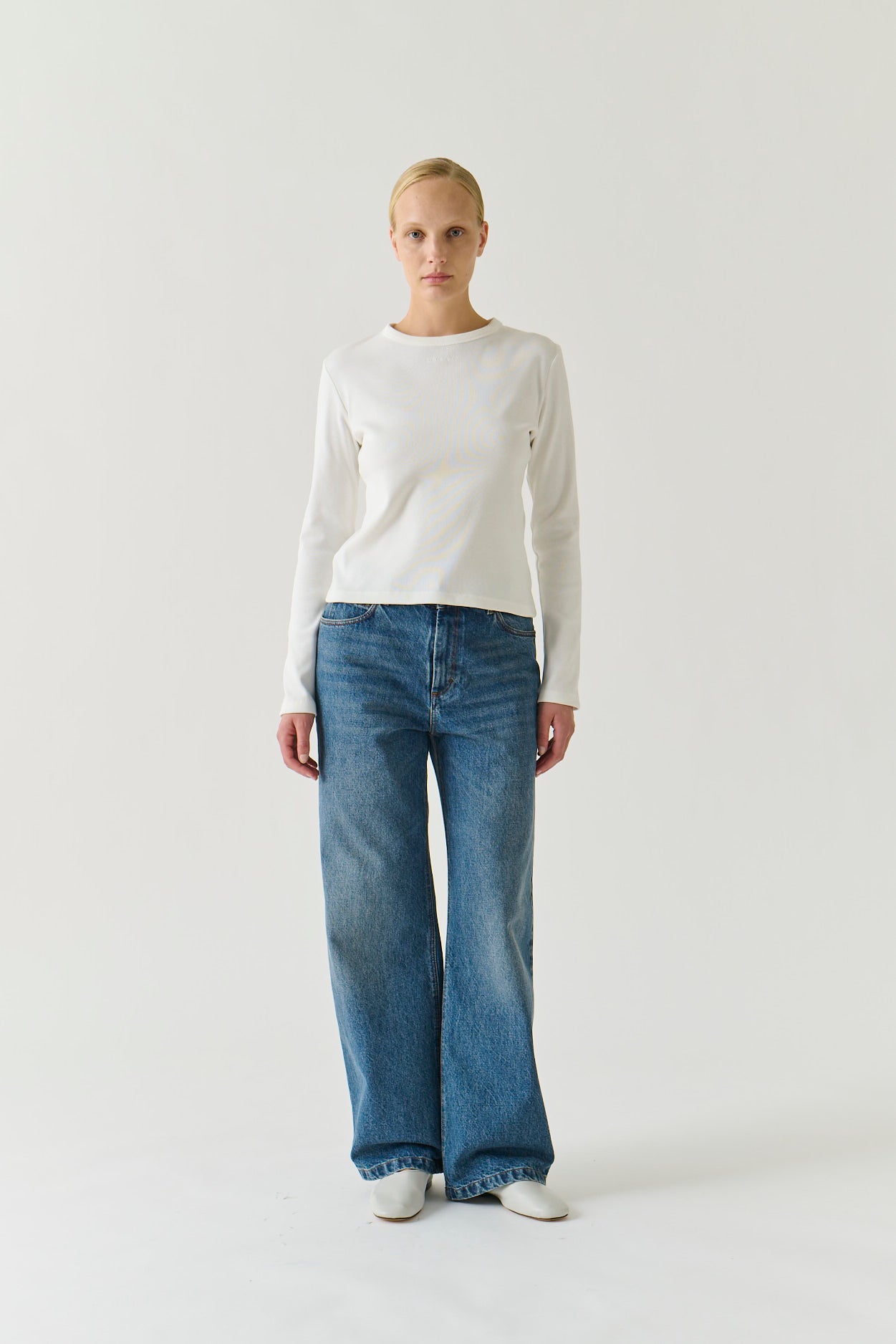 T-Shirt Flavie - Blanc Coton Bio Manches Longues - Soeur