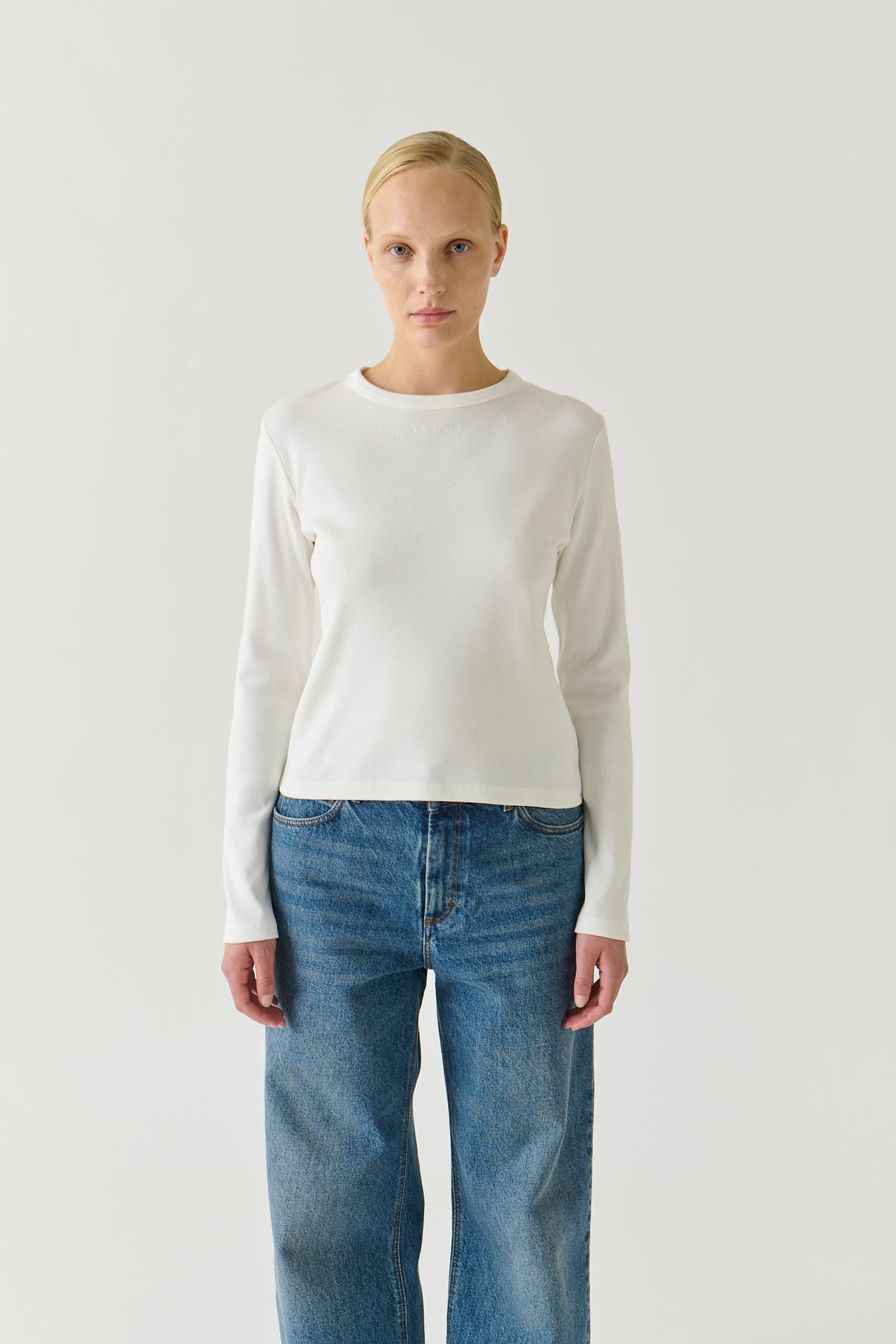 T-Shirt Flavie - Blanc Coton Bio Manches Longues - Soeur vue 2