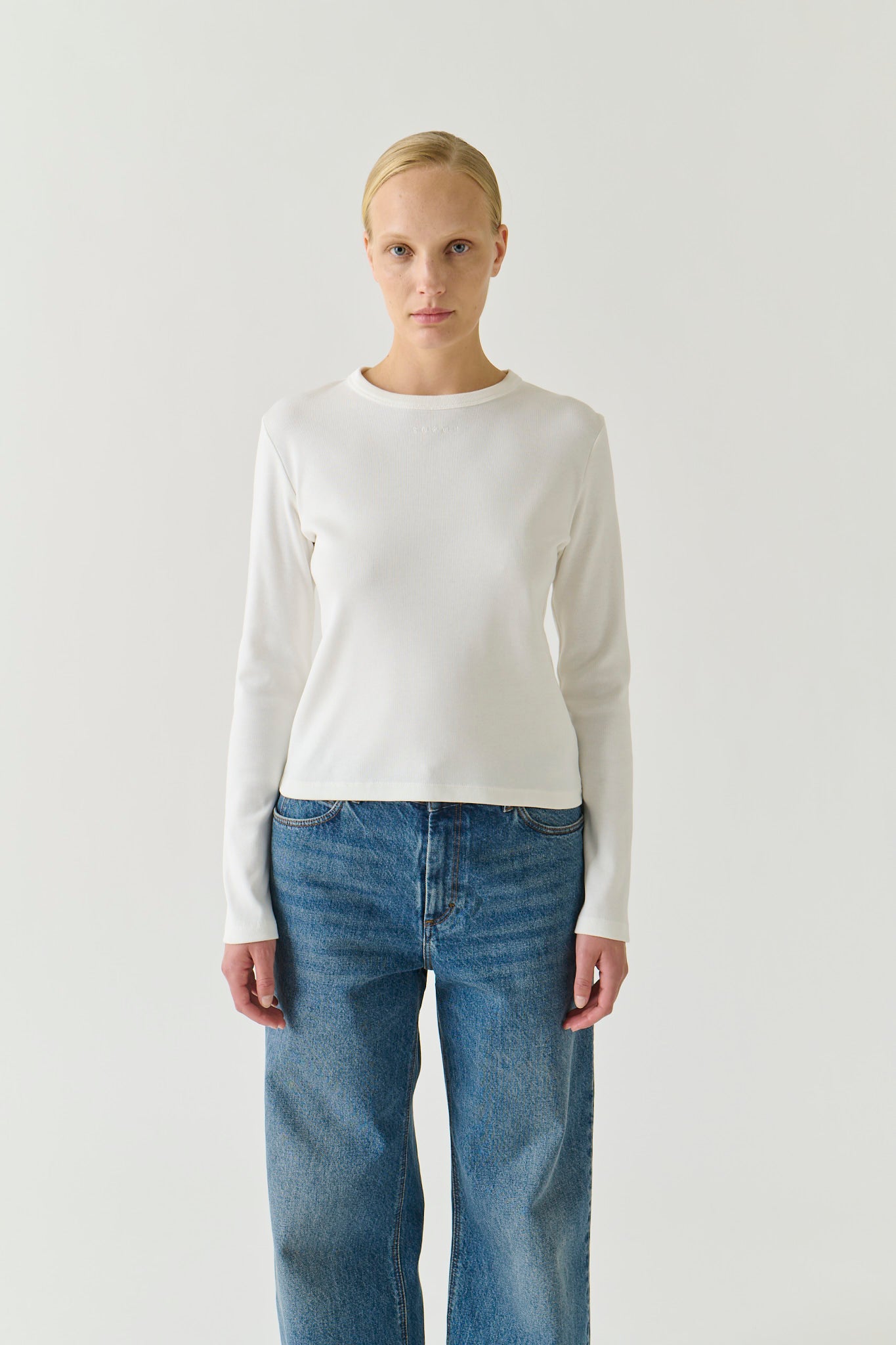 T-Shirt Flavie - Blanc Coton Bio Manches Longues - Soeur