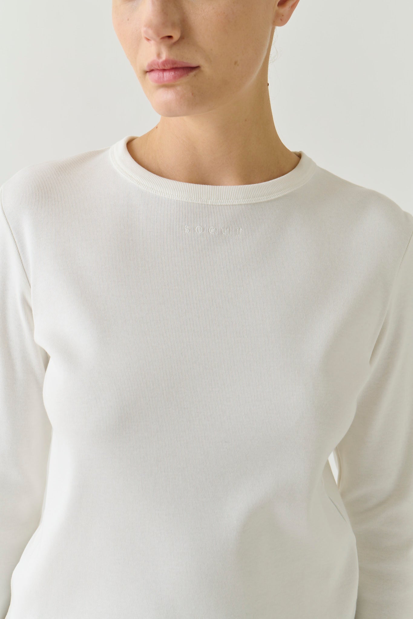 T-Shirt Flavie - Blanc Coton Bio Manches Longues - Soeur