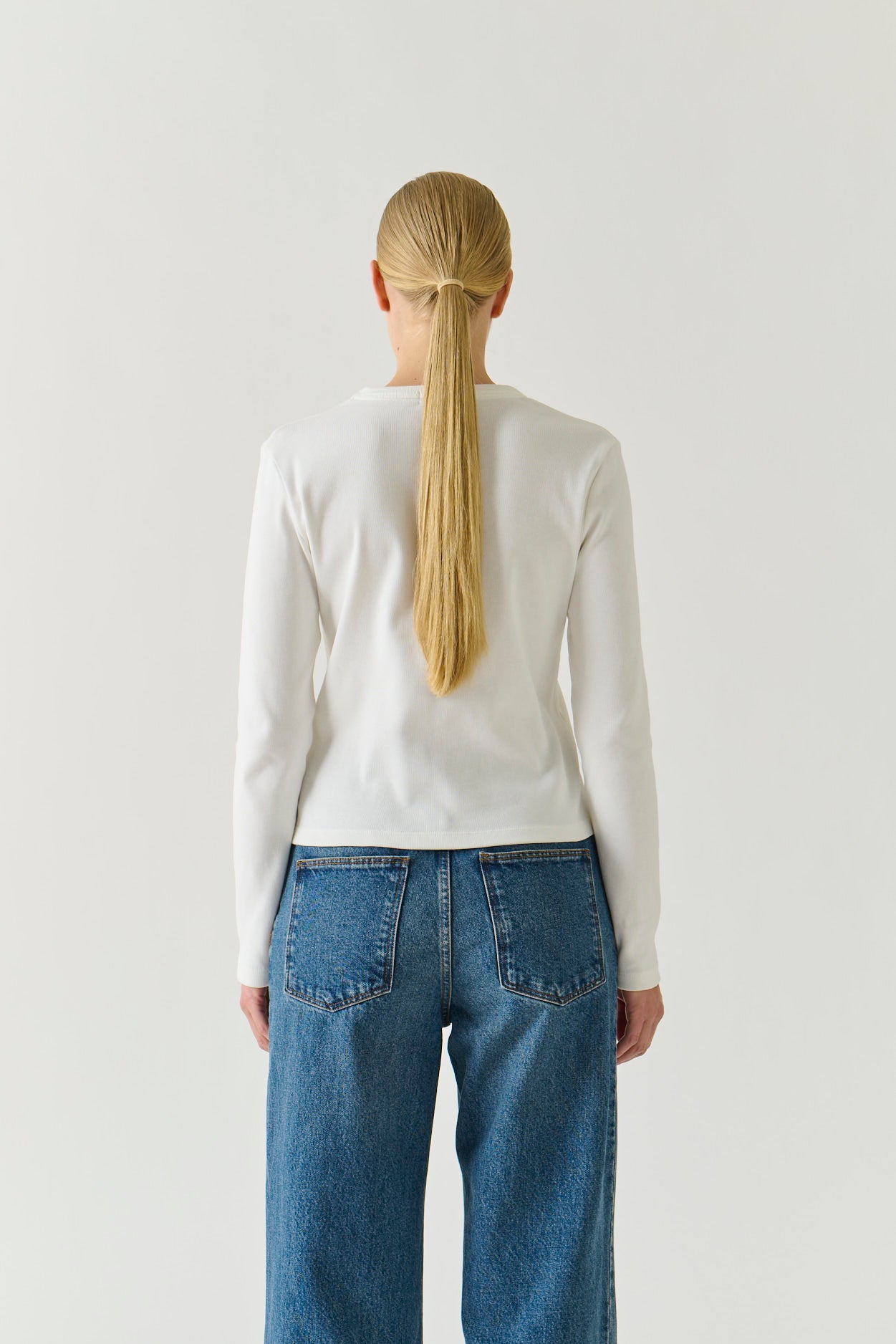 T-Shirt Flavie - Blanc Coton Bio Manches Longues - Soeur