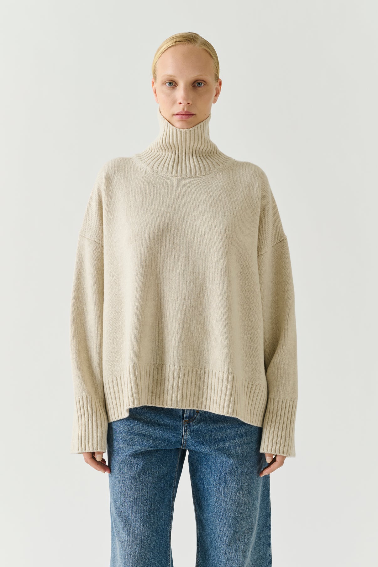 Jersey William - Crudo Jaspeado Lana Merino Cuello Alto - Soeur vue 1