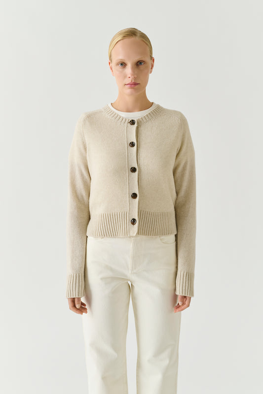 Cárdigan Virginia - Crudo jaspeado - Lana merino - Mujer