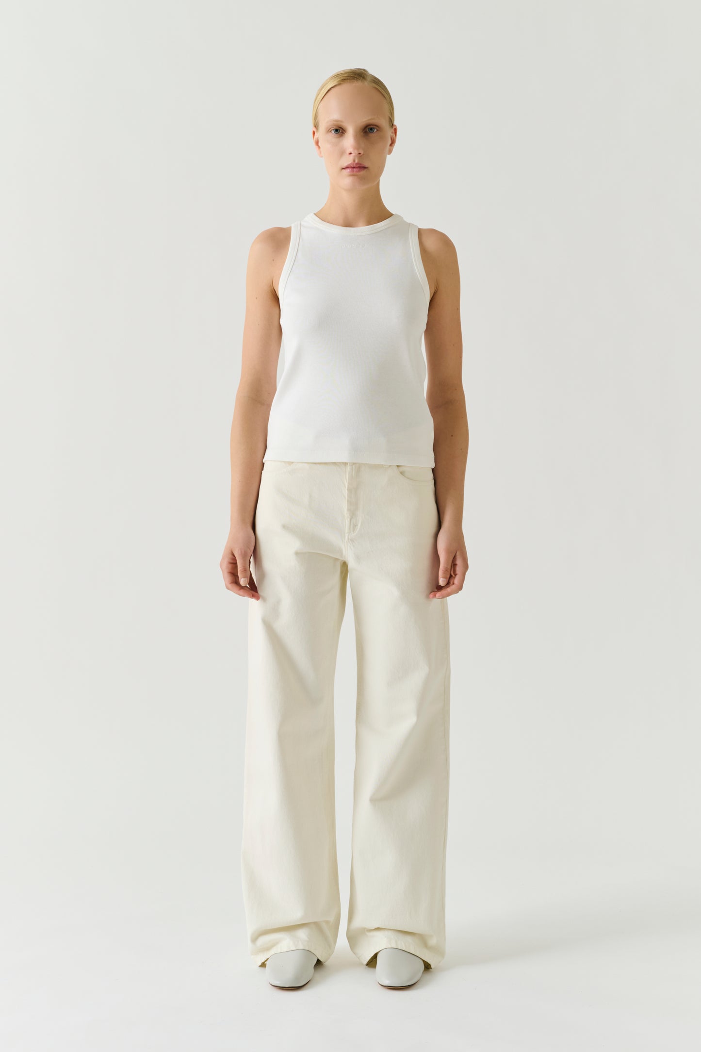Dolly Vest Top - White Fine Ribbed Organic Cotton Women - Soeur