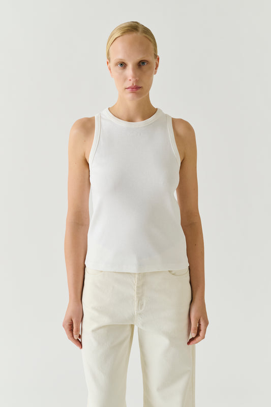 Débardeur Dolly - Blanc Coton Côtes Fines Femme - Soeur
