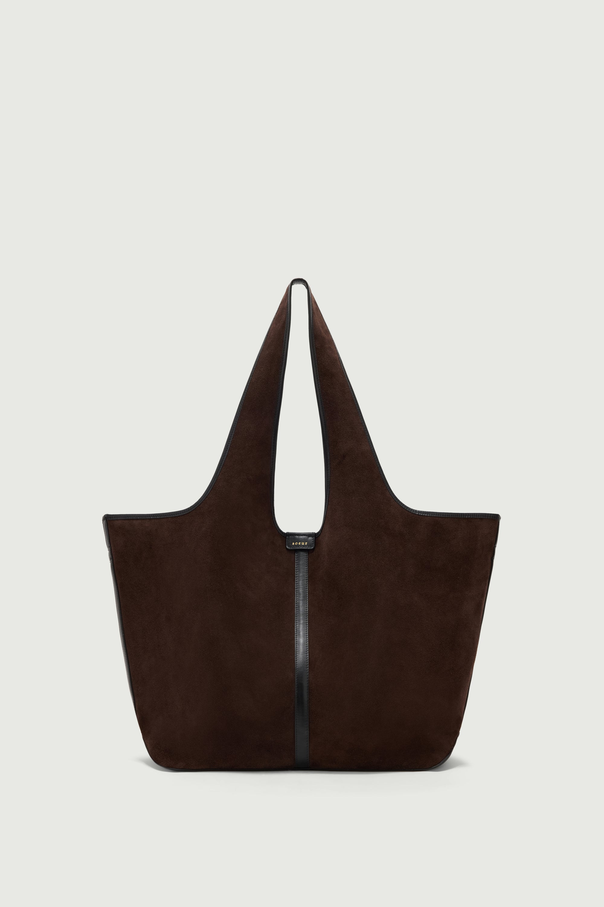 DOUCE DARK BROWN SPLIT LEATHER TOTE BAG