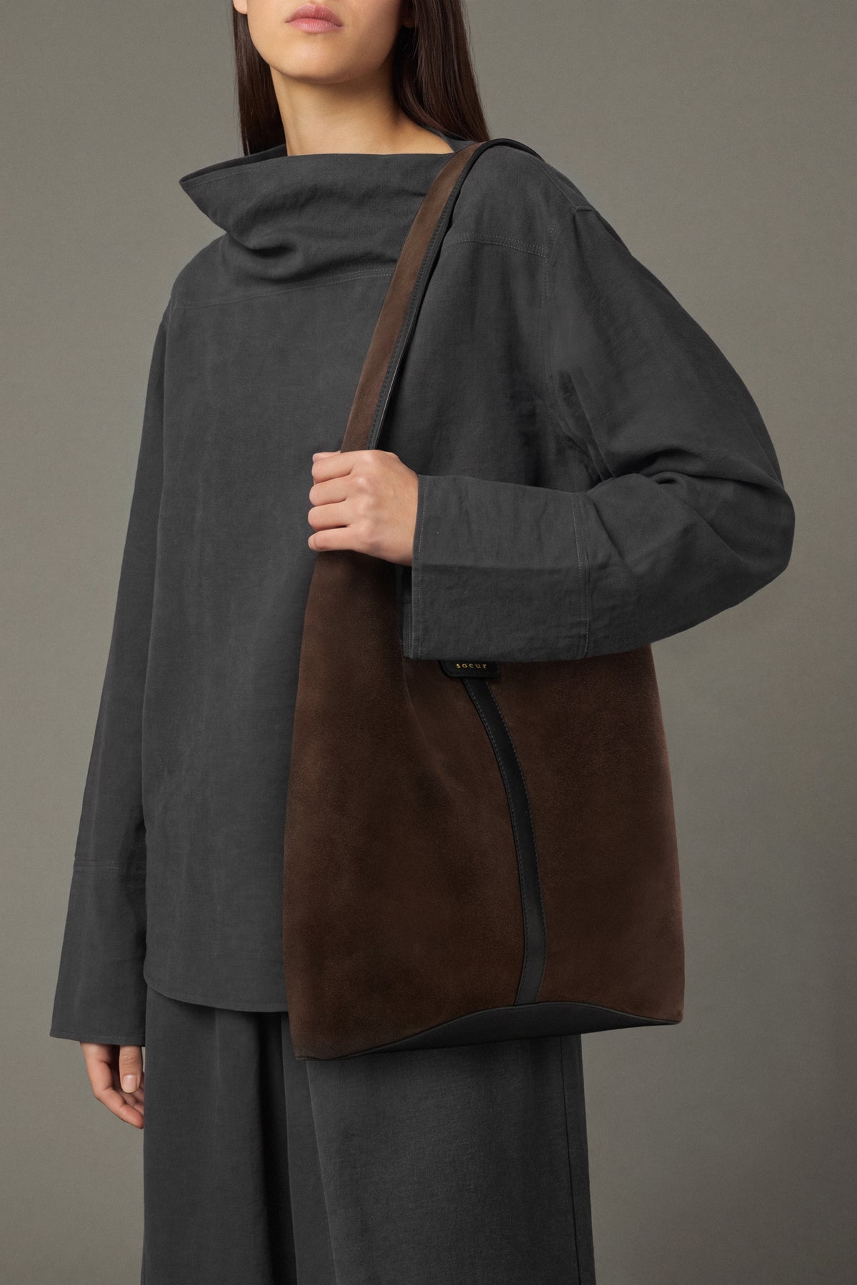 Cabas Delice - Marron Foncé Croûte de Cuir - Soeur vue 2