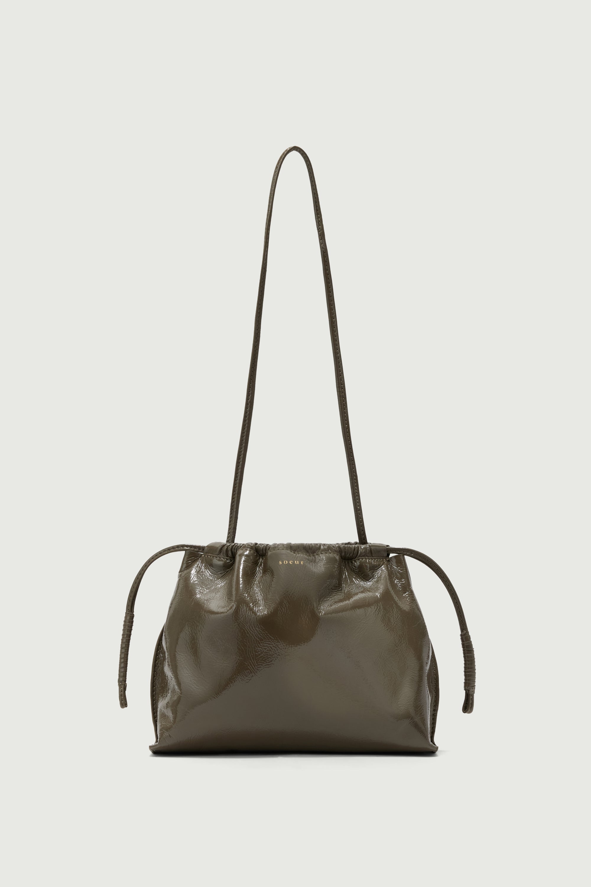 Bag Suzette - Black Patent Leather Drawstring Pouch - Soeur