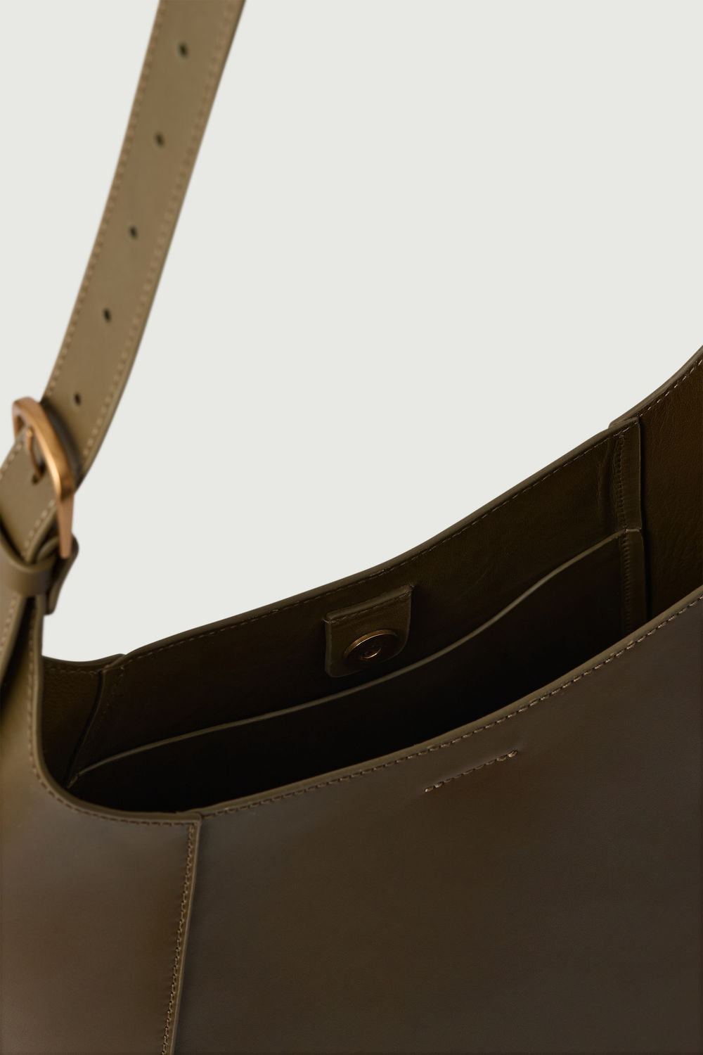 Bag Uma - Khaki Smooth Leather Hobo Women - Soeur