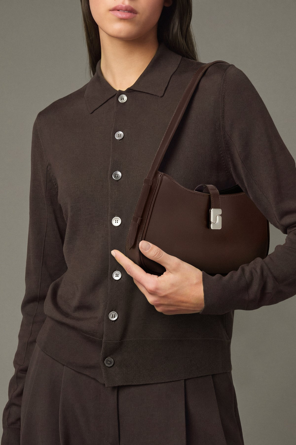 Sac Bonnie - Chocolat Cuir Box Boucle S - Soeur vue 2