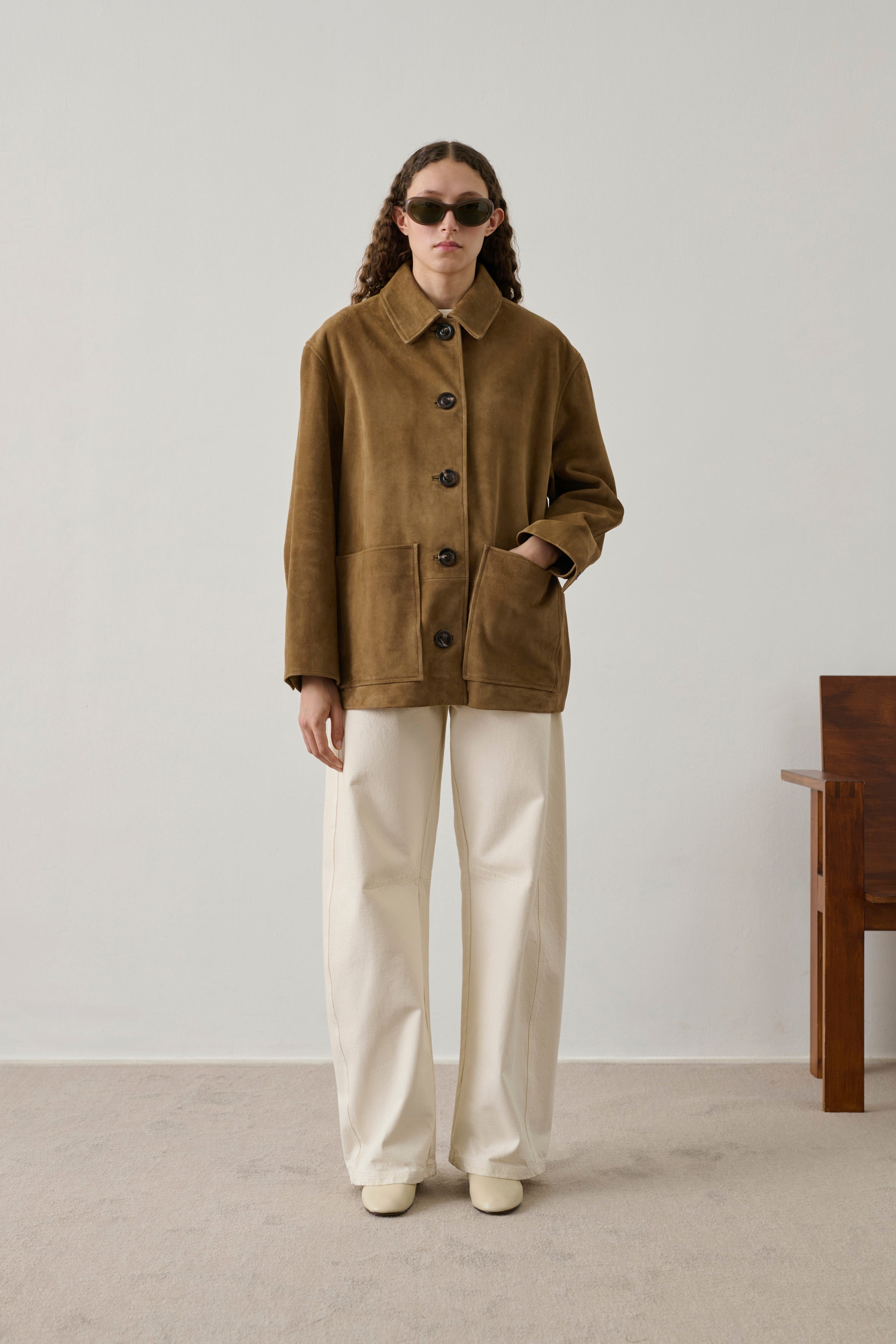 Vincenzo Jacket - Sand Leather Oversized Women's - Soeur